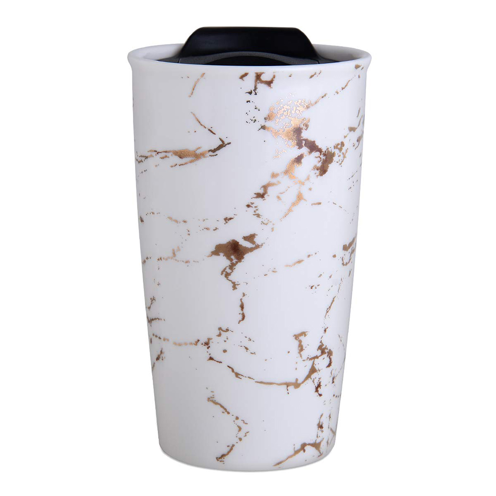 Best quality Dinner Set Ceramic Dinnerware - Wholesale Custom Logo Double Wall Insulated 12 oz Coffee Ceramic Travel Mug with Wrap Lid – Yongsheng