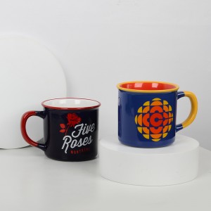 Factory Custom Logo Multi-Colored Glaze Water Tea Coffee Enamel Ceramic Camping Mug