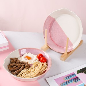 Modern Reactive Pink Stoneware Dinnerware Set