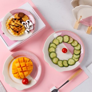 Modern Reactive Pink Stoneware Dinnerware Set