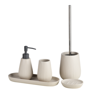 China Factory Modern Ceramic Elegant Custom ODM Bathroom Soap Dispenser Set with Tray
