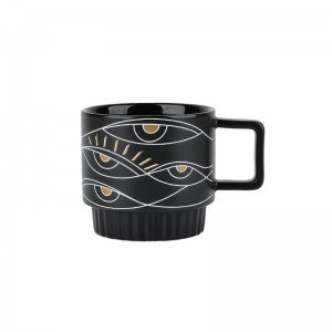 New Eye Design Custom Logo Creative Ceramic Stacking Coffee Mugs Cup Set of 4