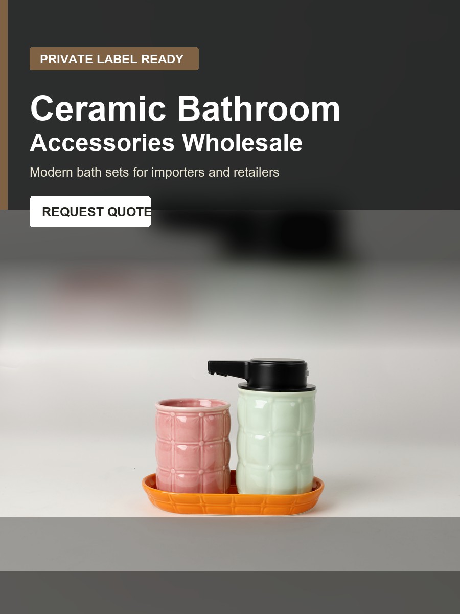 Original YST ceramic soap dispenser, cup and tray collection