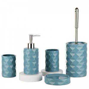 Price Blue Diamond Modern Design 5-Piece Ceramic Bathroom Accessory Set