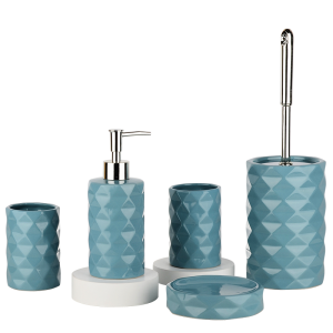 Price Blue Diamond Modern Design 5-Piece Ceramic Bathroom Accessory Set