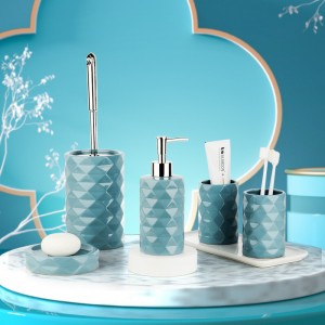 Price Blue Diamond Modern Design 5-Piece Ceramic Bathroom Accessory Set