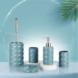 Price Blue Diamond Modern Design 5-Piece Ceramic Bathroom Accessory Set