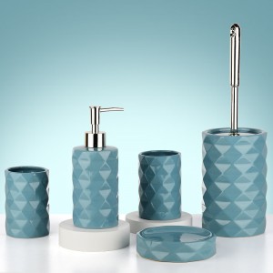 Price Blue Diamond Modern Design 5-Piece Ceramic Bathroom Accessory Set